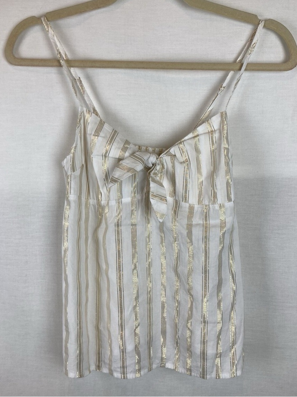 Victoria's Secret Tank Top White with Gold Stripes Spaghetti Strap Cami XS